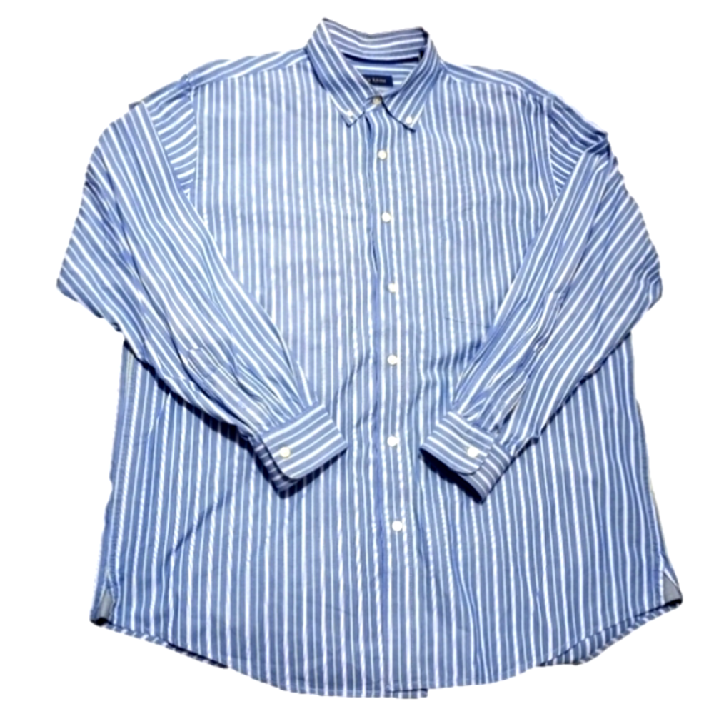 Club Room Men's Wrinkle-Resistant Striped Dress Shirt Navy Size X LArge